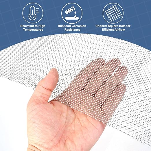 uxcell 10 Mesh 79" x 10" Woven Wire Mesh, 316 Stainless Steel Air Vent Filter - Image 5