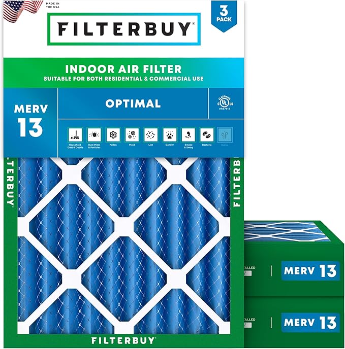 Filterbuy 16x20x4 Air Filter MERV 13 Optimal Smoke & Allergy Defense, by Filterbuy