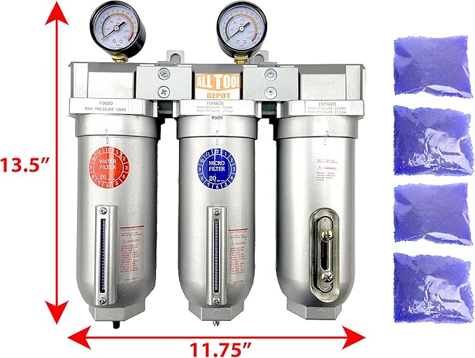 1" NPT SUPER DUTY Industrial Grade 3 Stages Filter Coalescing Desiccant Dryer - Image 2