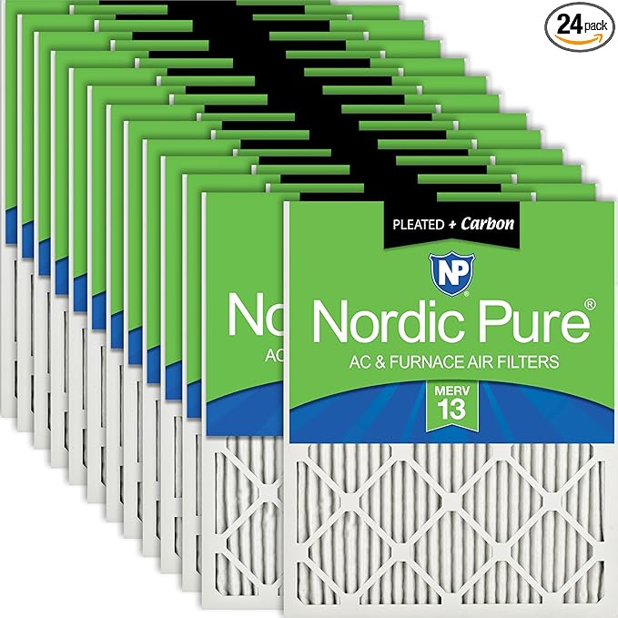 Nordic Pure 18x24x1 Pleated Air Filters MERV 13 Plus Carbon 24 Pack by NordicPure