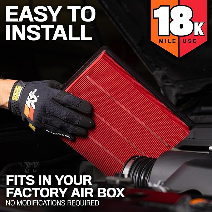 K&N Engine Air Filter: Long Life 18, 000 Mile Replacement Air Filter: Compatible - Image 4
