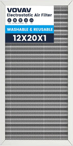 12x20x1 Air Filter-MERV 8, Washable & Reusable Electrostatic Air Filter by VOVAV