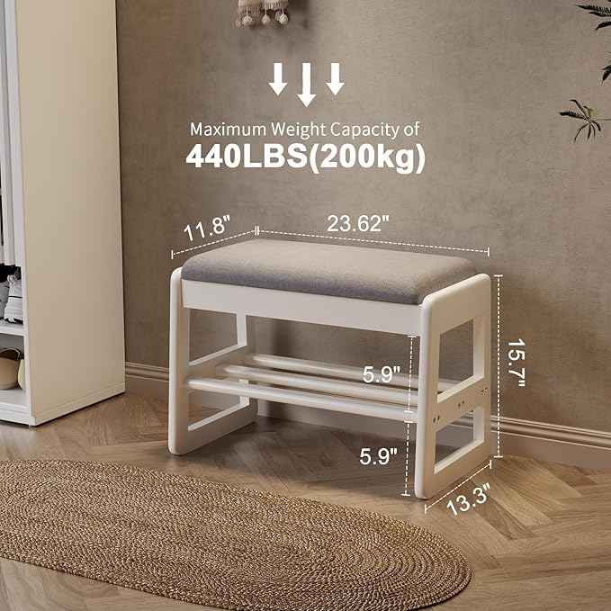 AQIMUELE Small Shoe Rack Bench, 2 Tiers Shoe Bench