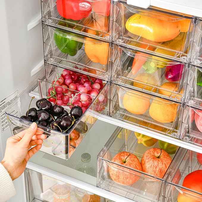 8Pack Clear Stackable Kitchen Storage Organizer, Pantry Organizers and Storage