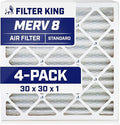 Filter King 30x30x1 Air Filter | 4-PACK | MERV 8 HVAC Pleated A/C Furnace by FilterKing