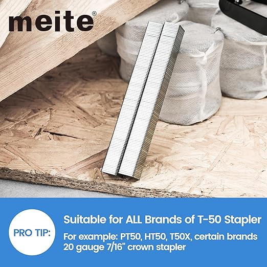 meite Staples for Staple Gun, 3/8 Inch Length Heavy Duty T-50 Staples, - Image 5