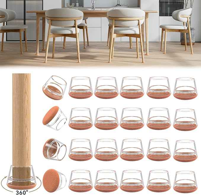 24PCS Upgraded Silicone Chair Leg Floor Protectors