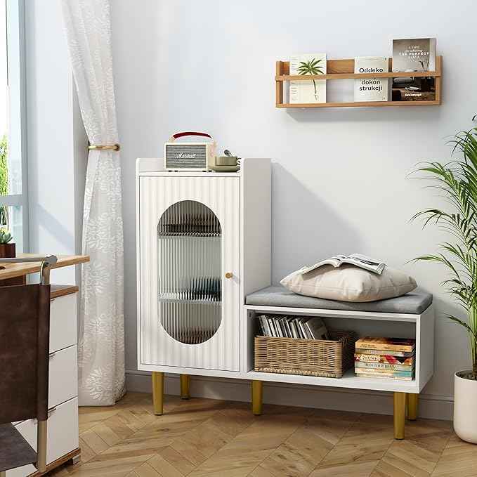 HLR Storage Bench Set of 2, L-Shaped Storage Cabinet