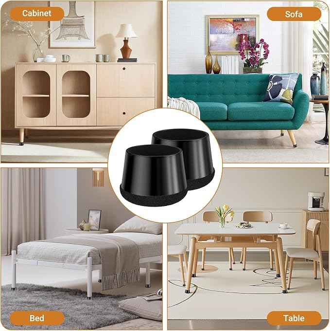 Meldel 24 PCS Silicone Chair Leg Floor Protectors Large Rubber Felt Furniture