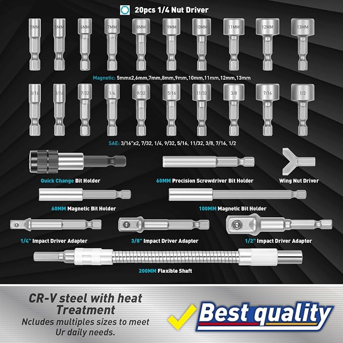 Amartisan 258-Piece Ultimate Screwdriver Bit Set, Chrome Vanadium Steel Driver - Image 5