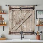Farmhouse Wood Grain Bathroom Curtains 63 Inch Length, Window Curtains Tab Top - Image 3