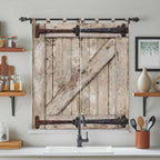 Farmhouse Wood Grain Living Room Curtains 84 Inch Length, Window Curtains Tab - Image 3