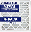Filter King 17x17x0.5 Air Filter | 4-PACK | MERV 8 HVAC Pleated A/C Furnace by FilterKing