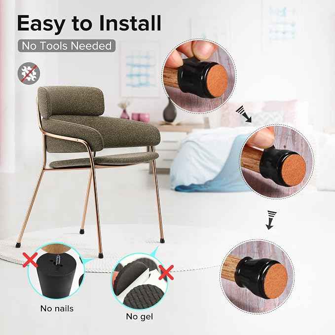 24PCS Upgraded Silicone Chair Leg Floor Protectors
