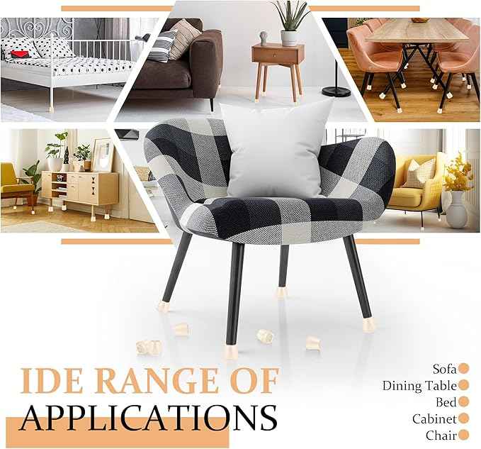 1-1/2" Round Rubber Chair Leg Tips Caps, Chair Leg Floor Protectors, Non-Slip