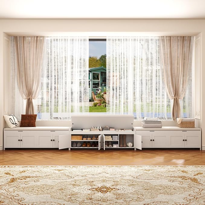 HOMEFORT 54.4" Shoe Bench with Lift Top Storage, Entryway Bench with Cushioned - Image 7