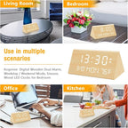 Kogonee Wooden Digital Alarm Clock, 0-100% Dimmer, 2 Alarm Settings, - Image 8
