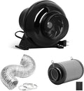 iPower 4 Inch 195 CFM Inline Fan, Air Carbon Filter and 8 Feet Ducting by iPower