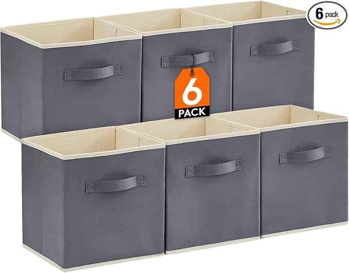Lifewit Collapsible Fabric Storage Cubes Bins Set 11 Inch, Foldable Cubby