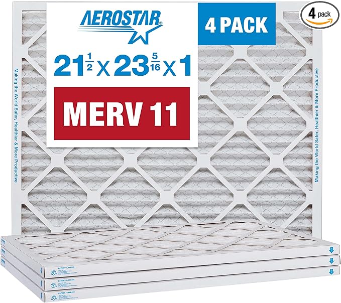 Aerostar 21 1/2x23 5/16x1 MERV 11 Pleated Air Filter, AC Furnace Air Filter by AirFiltersDelivered
