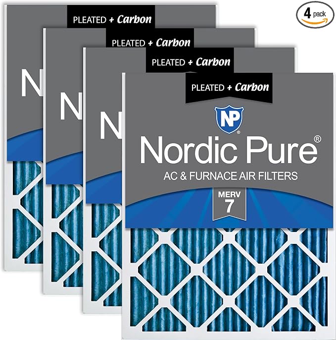Nordic Pure 18x18x1 Pleated Air Filters MERV 7 Plus Carbon 4 Pack by NordicPure