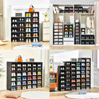 12 Pack Shoe Boxes Organizer, Magnetic Door Shoe Storage Boxes, Fit up to US