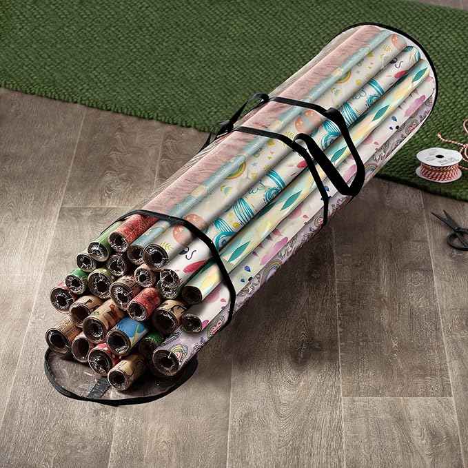ZOBER Round Christmas Gift Wrapping Paper Organizer Storage
