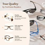 TruVision OTC Reading Glasses, Comfort Spring Hinges for Men and Women