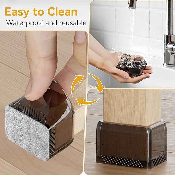 24PCS Rectangular Chair Leg Floor Protectors, Furniture Sliders, Non-Slip Felt