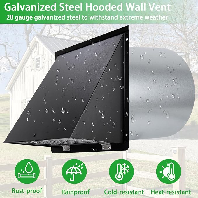4 Inch Dryer Vent Cover Outside, Dryer Wall Vent Exhaust Vent Cover, Hooded - Image 5