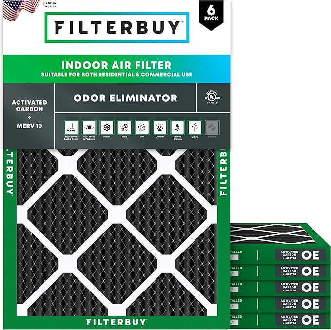 Filterbuy 16x20x1 Air Filter MERV 10 Odor & Allergy Defense by Filterbuy