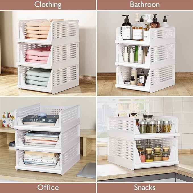 CTSNSLH 5 Pack Closet Organizers Storage Box, Closet Storage Stackable Storage