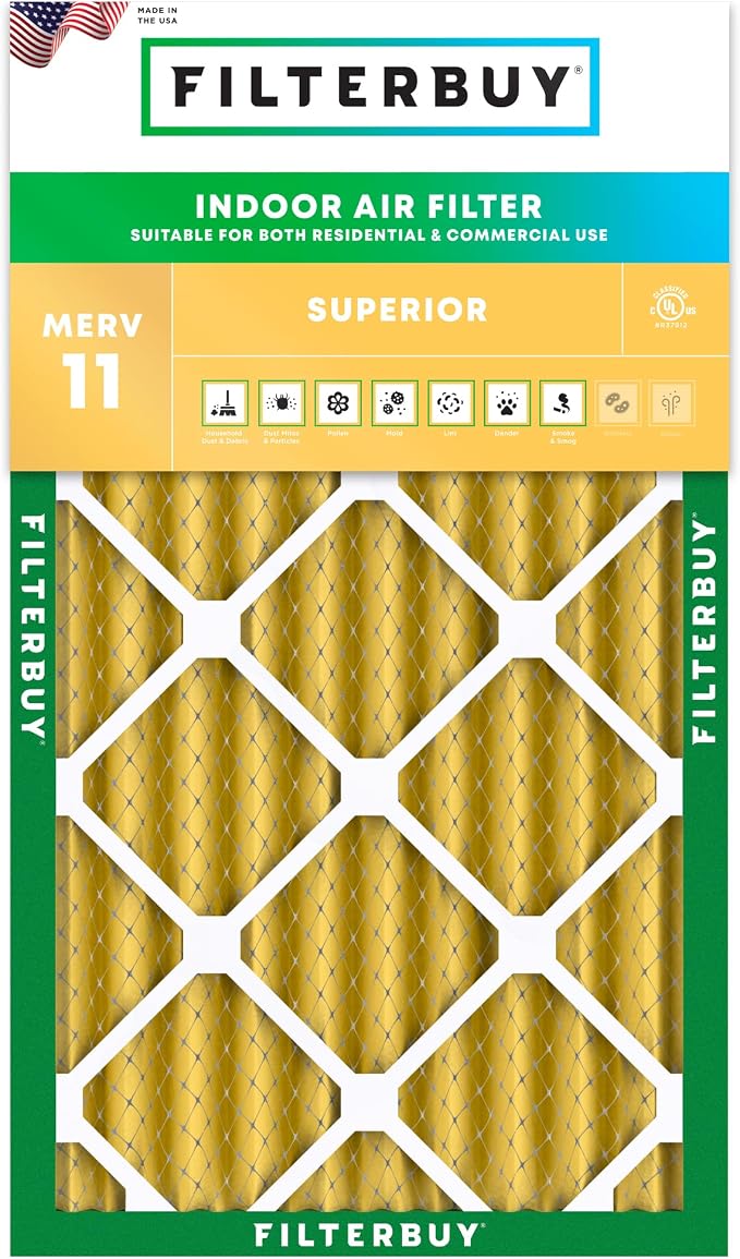 Filterbuy 11.5x21x4 Air Filter MERV 11 Superior Pet & Allergy Defense, by Filterbuy