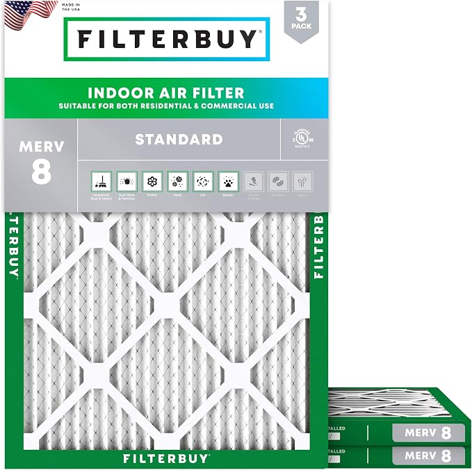 Filterbuy 20x27x1 Air Filter MERV 8 Essential Dust & Allergy Defense, by Filterbuy