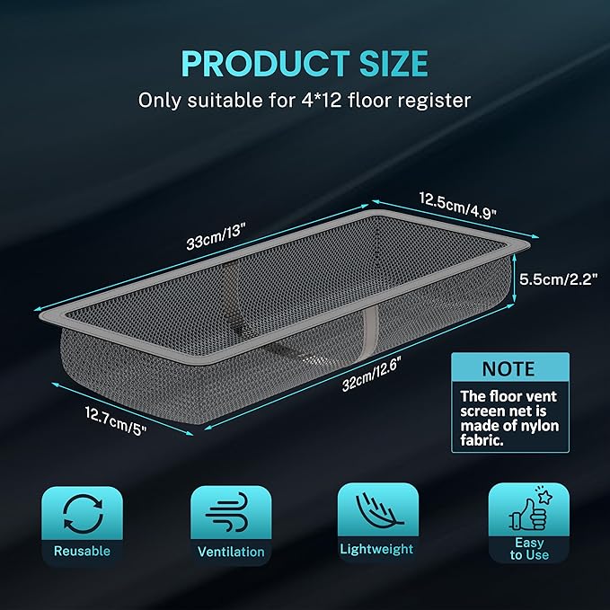 6 Pack Floor Register Cover Trap, HG Power 4 x 12 Inch Floor Vent Screen Net - Image 2