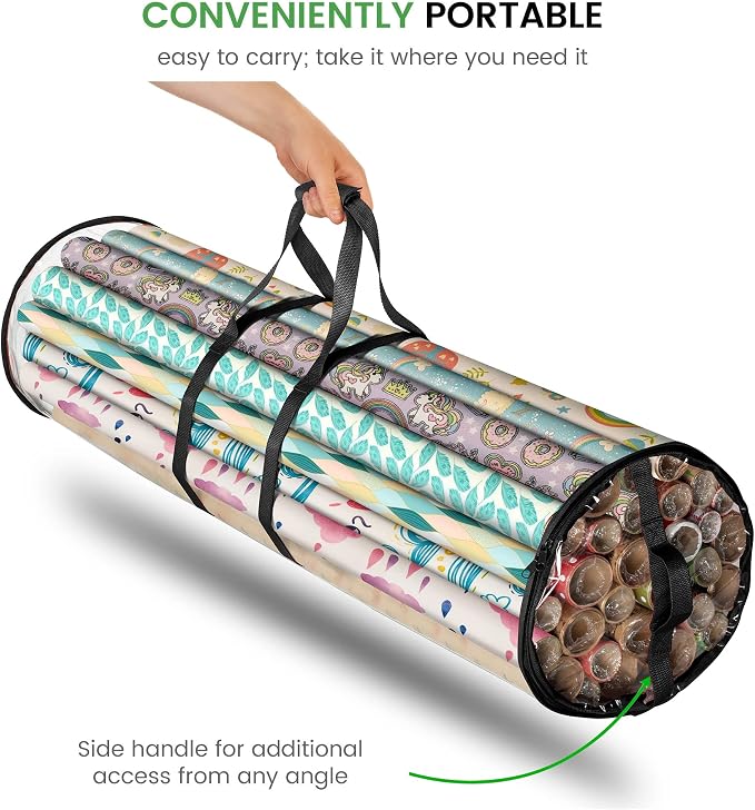 ZOBER Round Christmas Gift Wrapping Paper Organizer Storage - Image 7