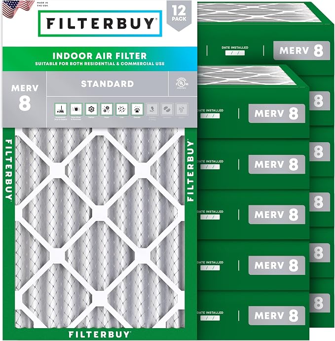 Filterbuy 20x30x4 Air Filter MERV 8 Essential Dust & Allergy Defense, by Filterbuy