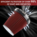 6" 152mm Cold Air Intake Filter Clamp-On Replacement High Flow Inlet Air Filter - Image 4