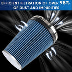 6" 152mm Cold Air Intake Filter Clamp-On Replacement High Flow Inlet Air Filter - Image 4