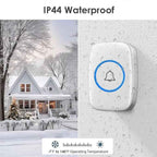 Wireless Doorbell, Waterproof Door Bell Kit, Distinguish front and rear doors