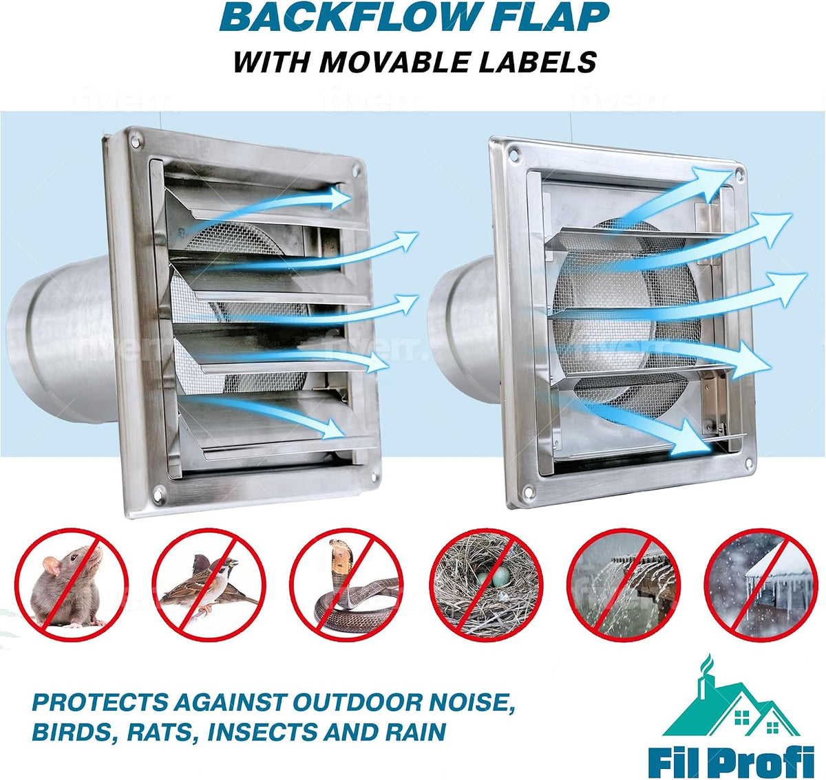 (4 Inch) Wall Vent Cover with Metal Mesh Screen,Exterior Hood Vent for