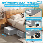 Under Bed Storage with Wheels, Quick Assembly Underbed Shoe Storage Containers