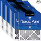 Nordic Pure 16x24x1 Furnace Air Filters MERV 12 Pleated Plus Carbon 24 Pack by NordicPure