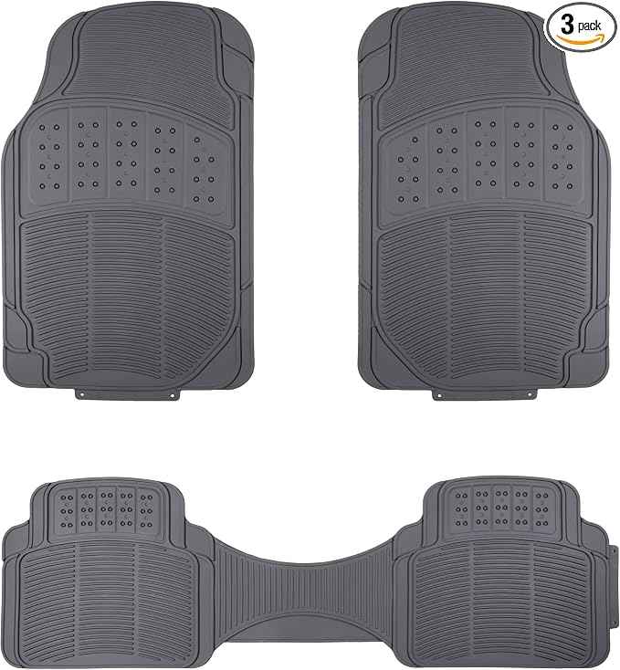 Amazon Basics Universal PVC Faux Rubber Car Floor Mats, All Weather Protection