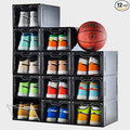 12 Pack Shoe Boxes Organizer, Magnetic Door Shoe Storage Boxes, Fit up to US