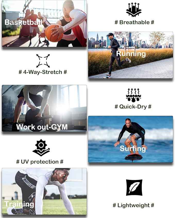 5 or 4 Pack Compression Shirts for Men Long Sleeve Athletic Base Layer
