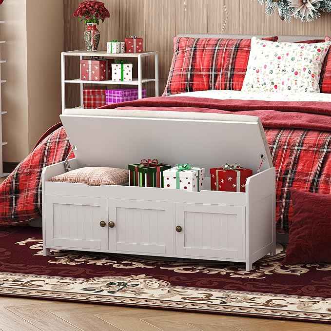 HOMEFORT 41.3" Shoe Bench with Lift Top Storage, Entryway Bench with Cushioned
