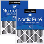 Nordic Pure 12x12x1 Furnace Air Filters MERV 12 Pleated Plus Carbon 2 Pack by NordicPure