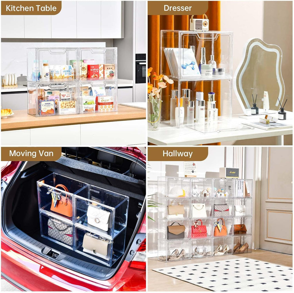 3 Pack Clear Storage Organizers with Lids, Storage Containers with