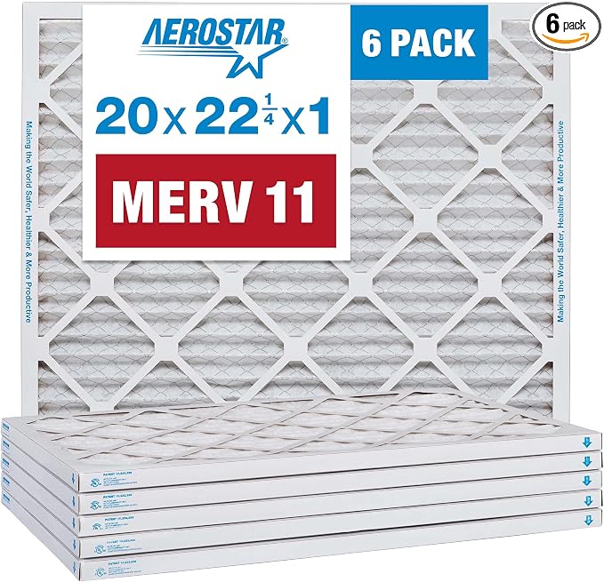 Aerostar 20x22 1/4x1 MERV 11 Pleated Air Filter, AC Furnace Air Filter by AirFiltersDelivered